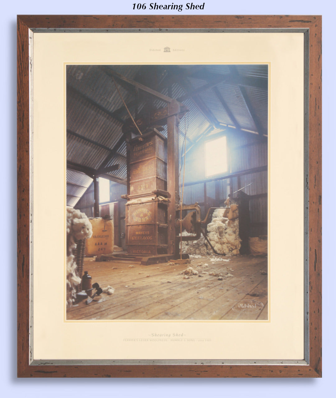 #106 - "The Shearing Shed" - 1905 Ferrier's Lever Woolpress - Humble & Sons (POSTER)